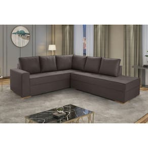 Sofá de Canto com Chaise Lado Direito Laura Yescasa Marrom