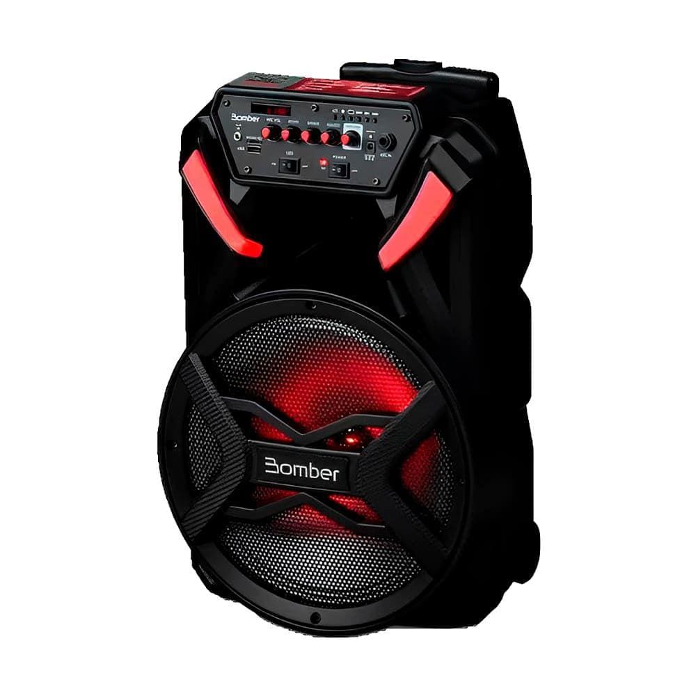 Caixa De Som Bluetooth Com LED Preta Rádio FM Da Bomber Papão 510-18W RMS