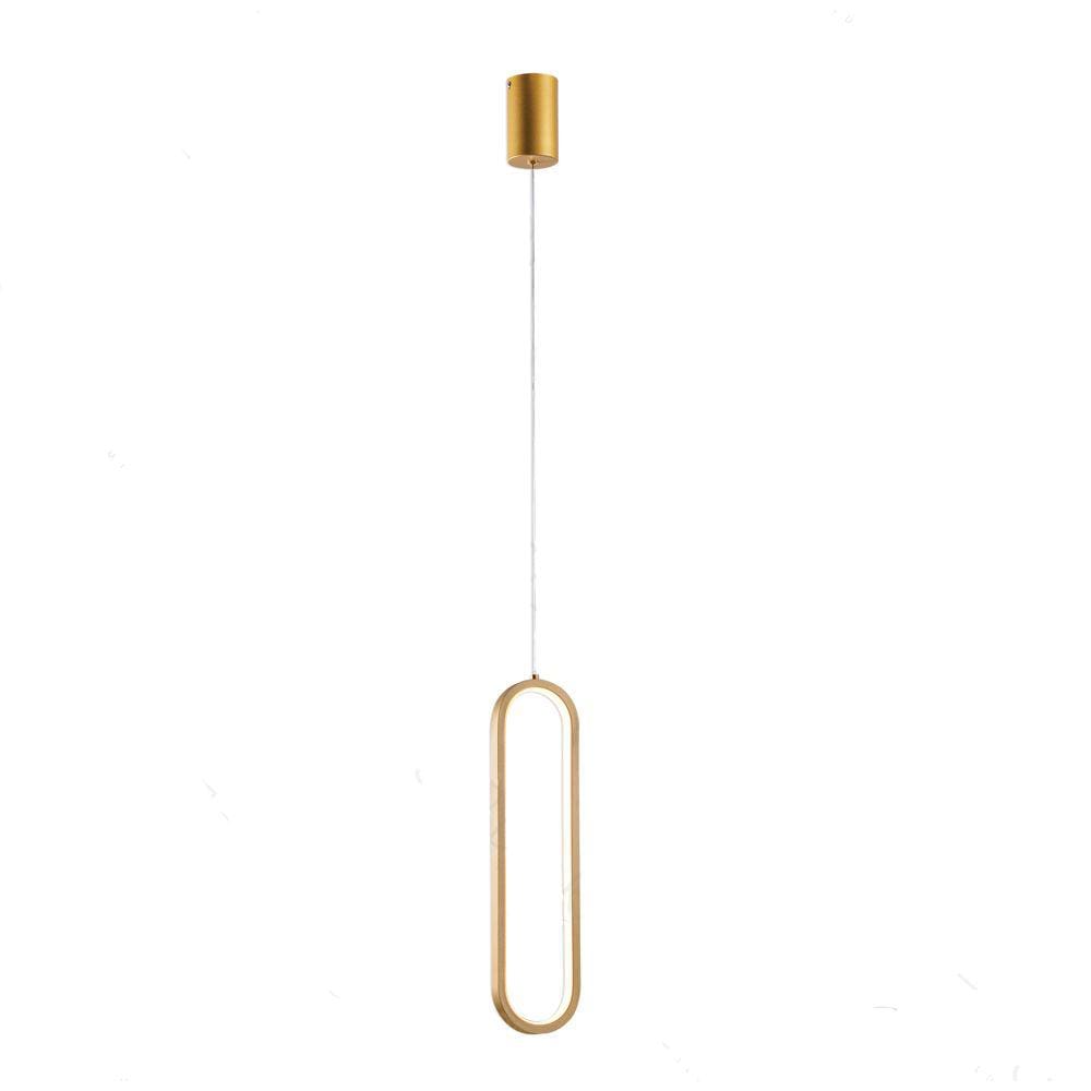 Pendente Oval Dourado 40cm Led 18W 3000K Bivolt