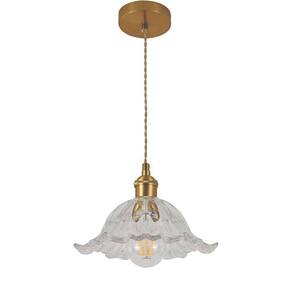 Pendente Flor Vidro Dourado 22cm 1E27