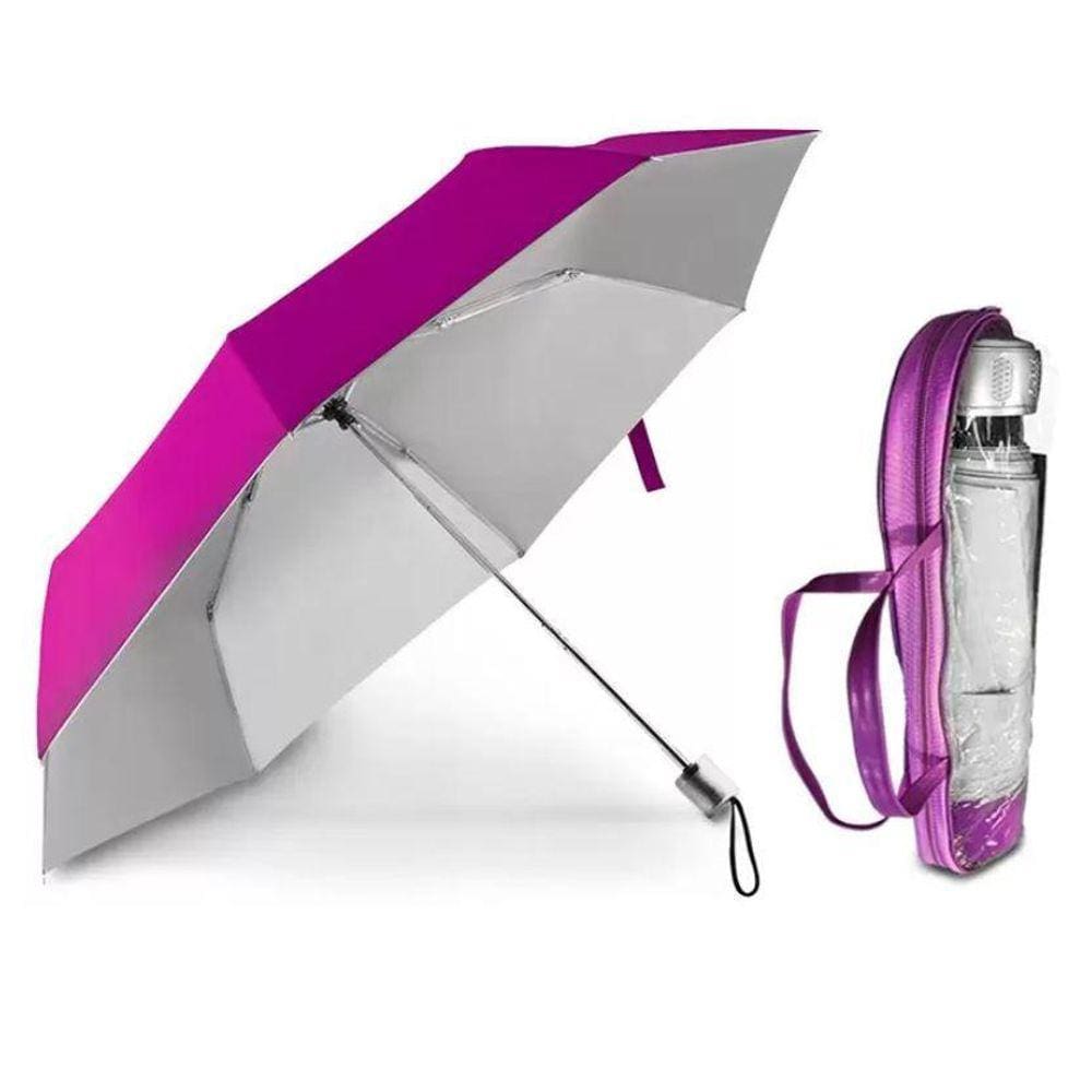 Guarda Chuva Proteção Solar Resistente Cabe Na Bolsa Rosa