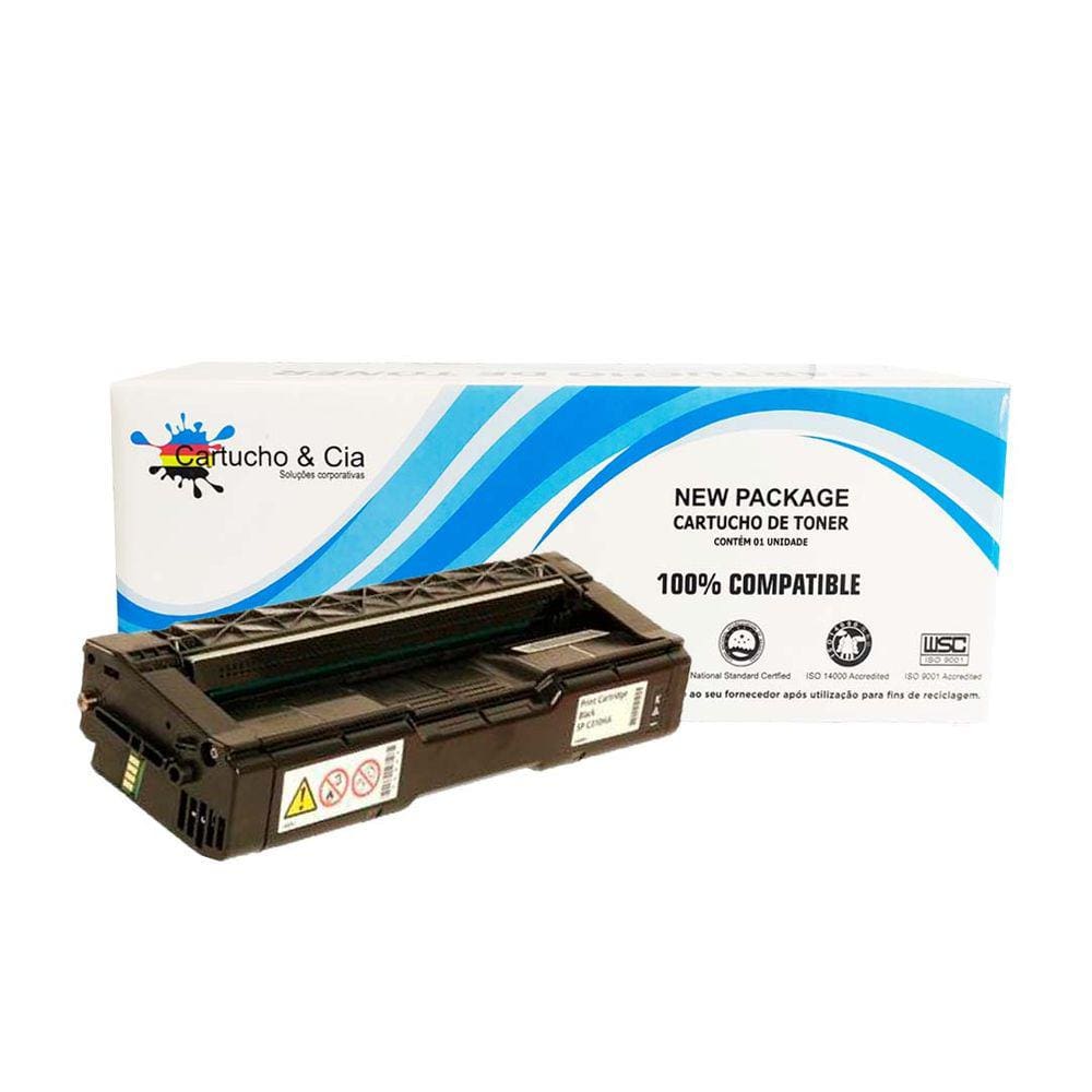 Toner Compatível Com Ricoh Sp C232bt C252ha Black | Spc232 Spc230 Spc242 Spc252 | 6.500 Páginas - Cartucho & Cia