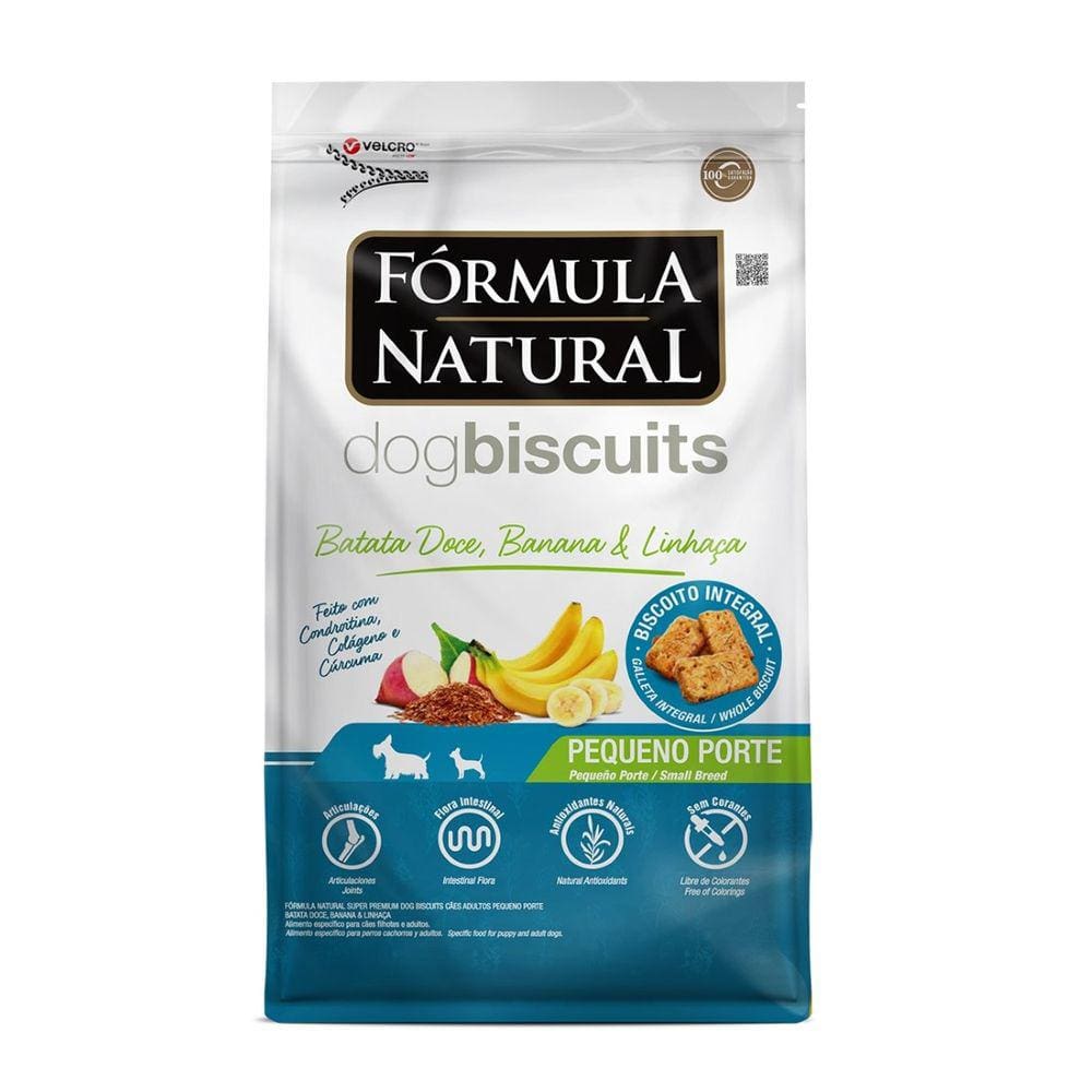 Biscoito Fórmula Natural Cães Porte Pequeno Batata Doce, Banana & Linhaça 250g