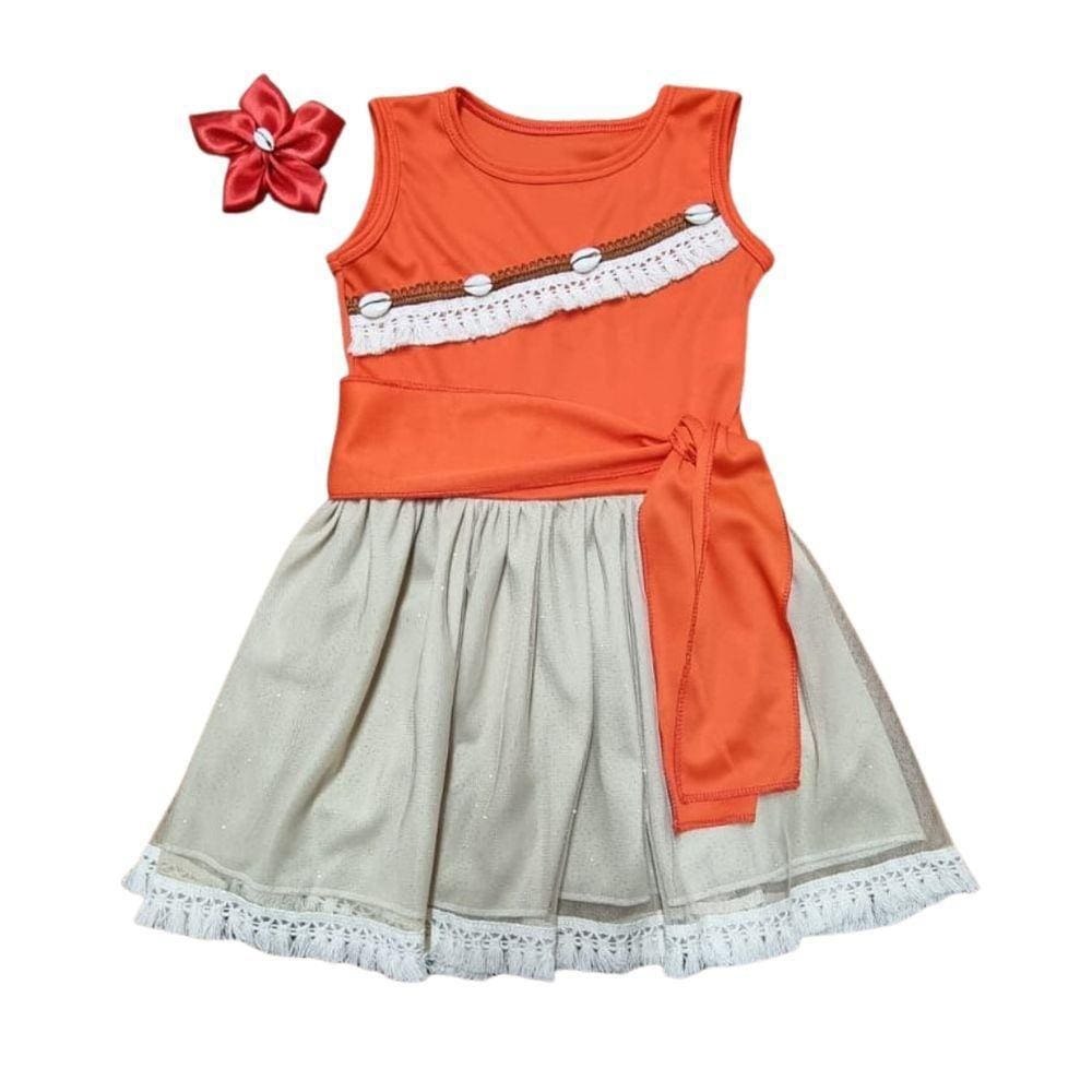 Vestido Infantil Frufru Temático Personalizado Moana Baby