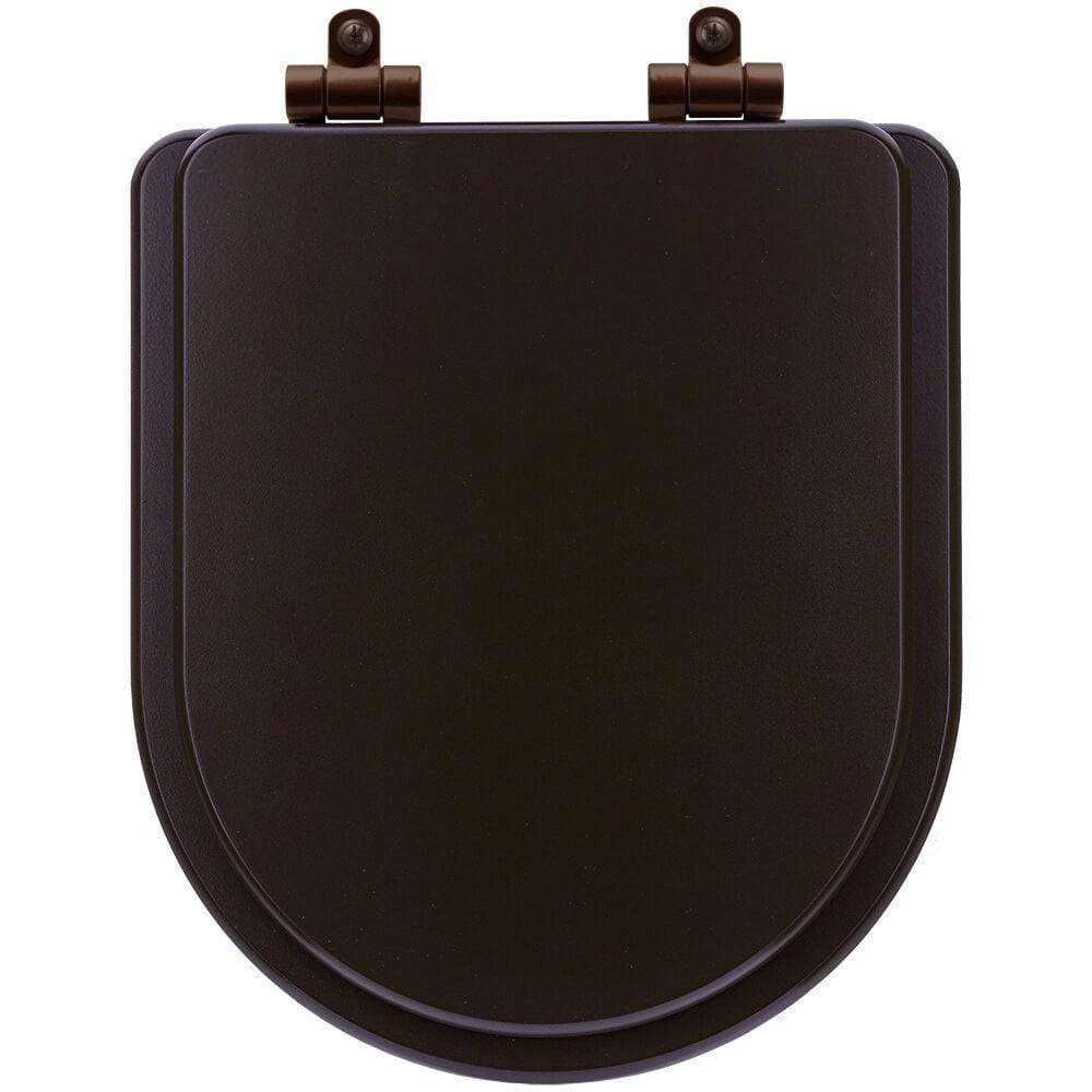 Assento Sanitário Poliéster Soft Close Level Marrom Fosco Para Vaso Deca Com Ferragem Marrom