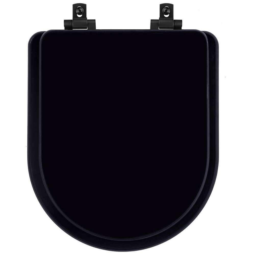 Assento Sanitário Mdf Soft Close Level Preto Para Vaso Deca Com Ferragem Preta