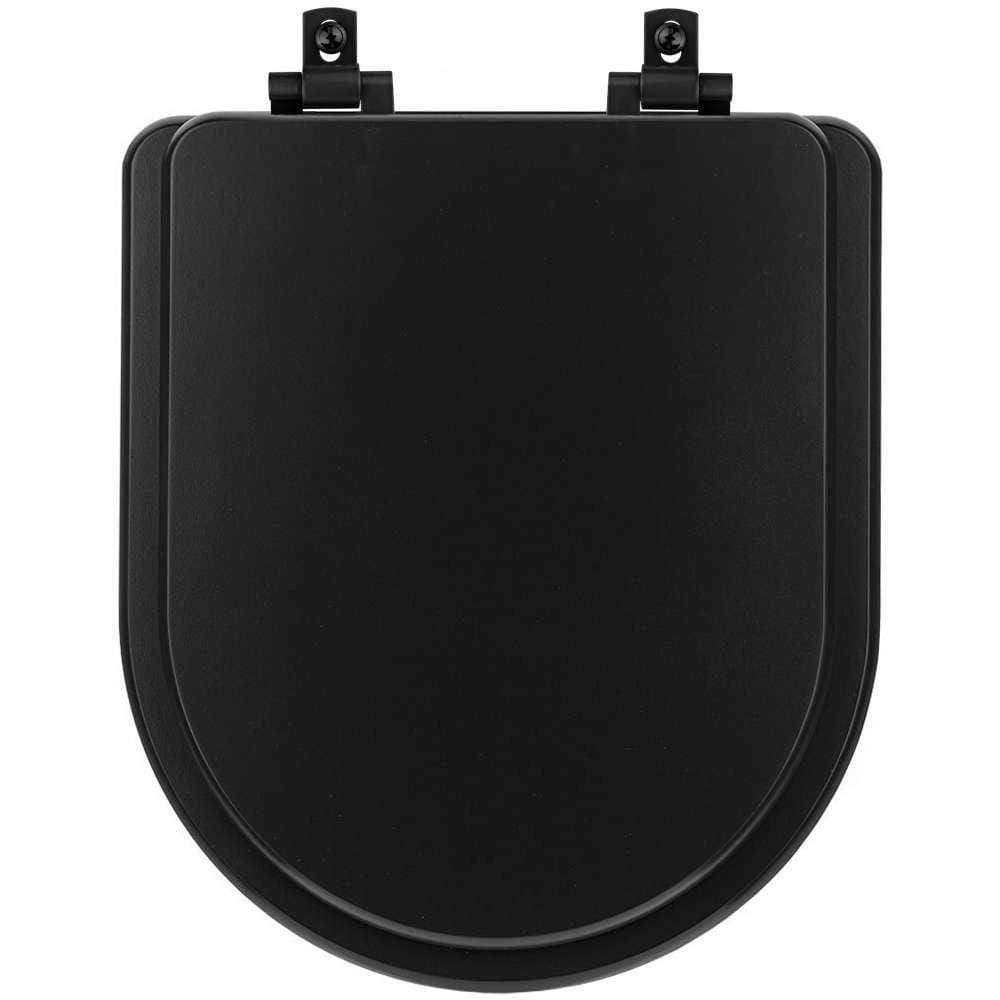 Assento Sanitário Mdf Soft Close Level Preto Fosco Para Vaso Deca Com Ferragem Preta
