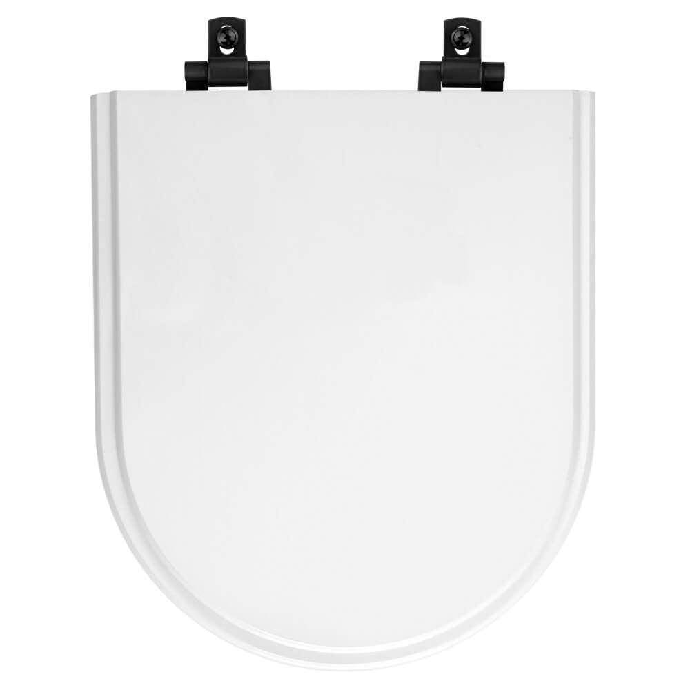 Assento Sanitário Mdf Soft Close Level Branco Para Vaso Deca Com Ferragem Preta