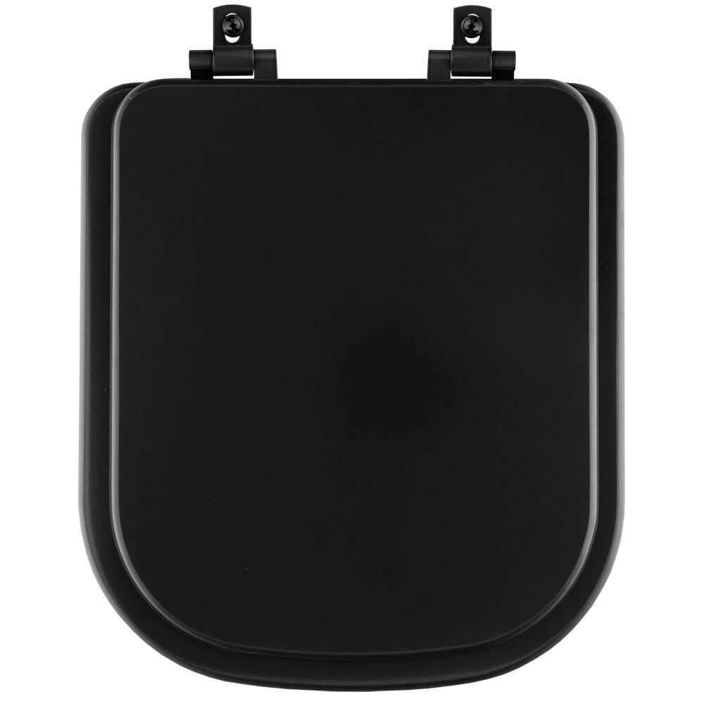 Assento Sanitário Mdf Soft Close Quadra Preto Fosco Para Vaso Deca Com Ferragem Preta