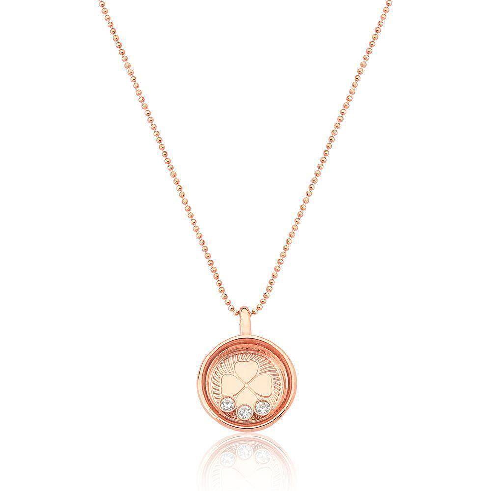 Colar Reliquaire Ballet Crystals Luck Revestido Em Ouro Rosê