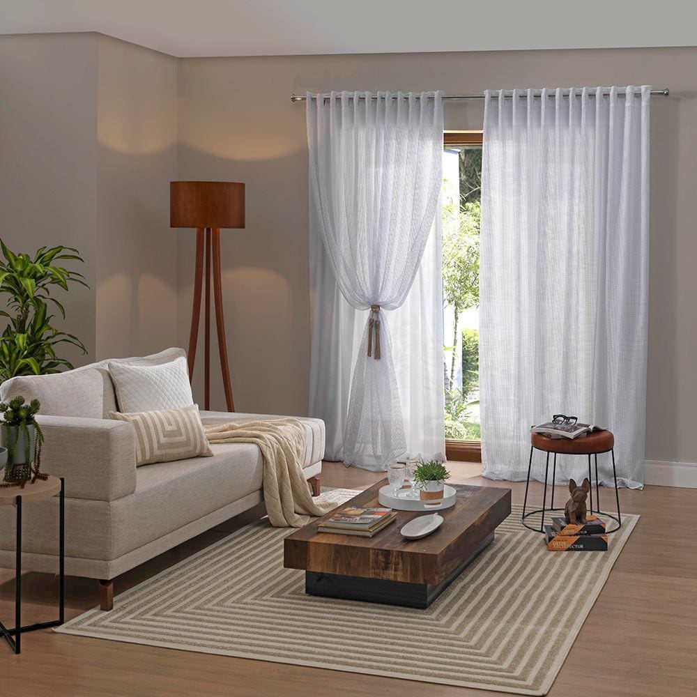 Cortina de Renda com Forro Clássica Pantalla Interlar 350x220cm Branca