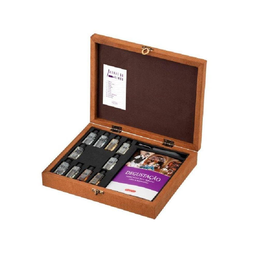 Kit Aromas Vinhos Espumantes 10 Frascos Manual + Saca Rolha