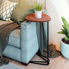 mesa lateral triangular veneza cinamomo e preta
