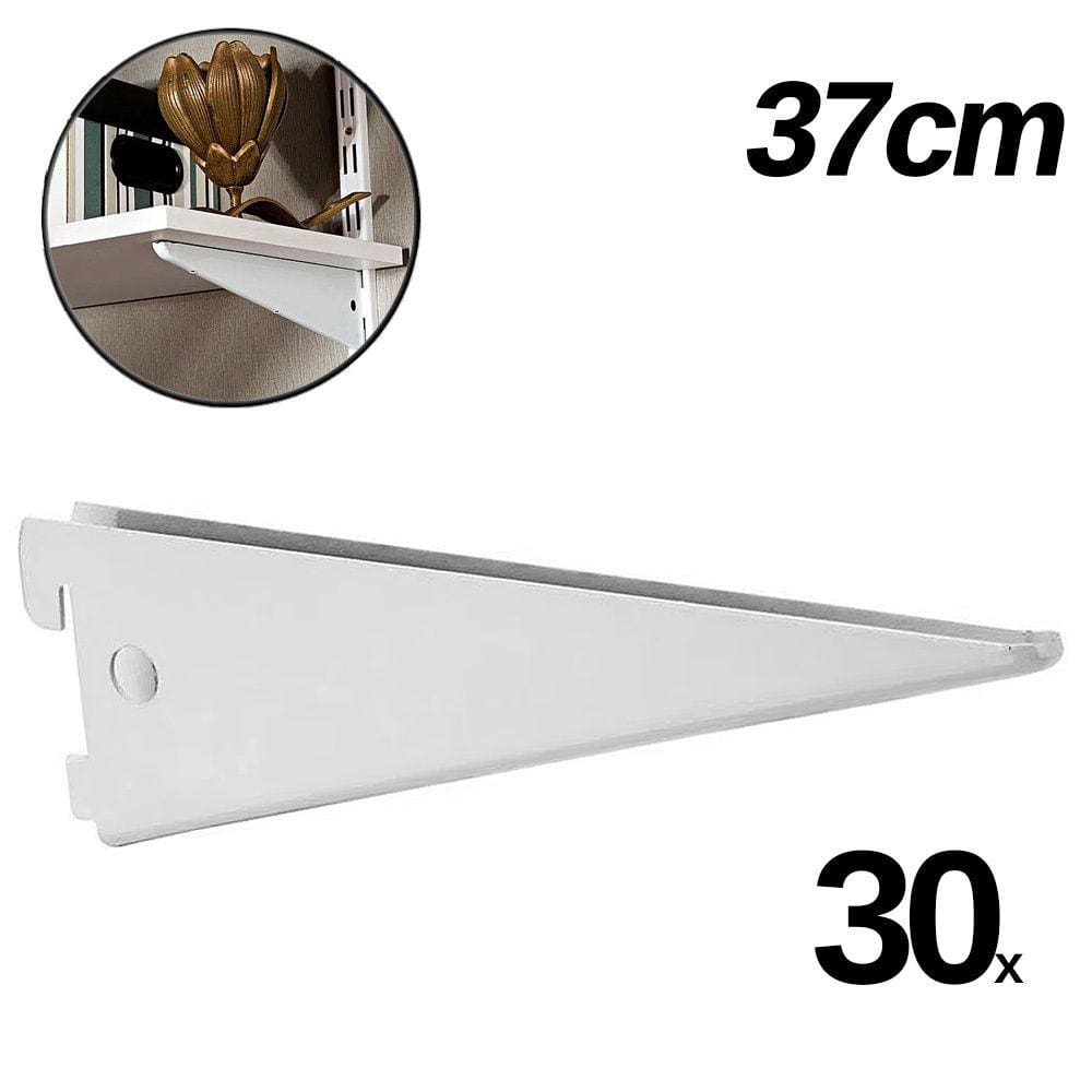 Kit 30 Suporte Trilho Duplo Prateleira Cremalheira Branco Starfer 37cm