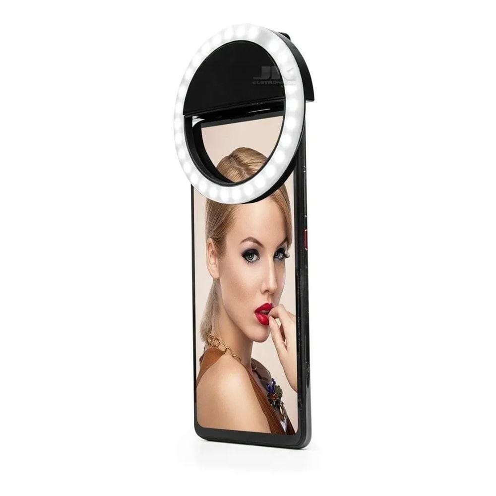 Anel Luz Pra Selfie Ring Light Flash Celular Universal Preto