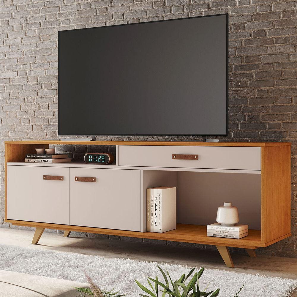 Rack Para Tv Até 65 Polegadas ímpar 2 Portas 1 Gaveta Cinamomo/off White - Jcm Móveis