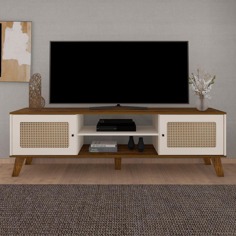 Rack Para Tv Até 75 Polegadas Charlotte 2 Portas Pinho/off White - Artely Móveis