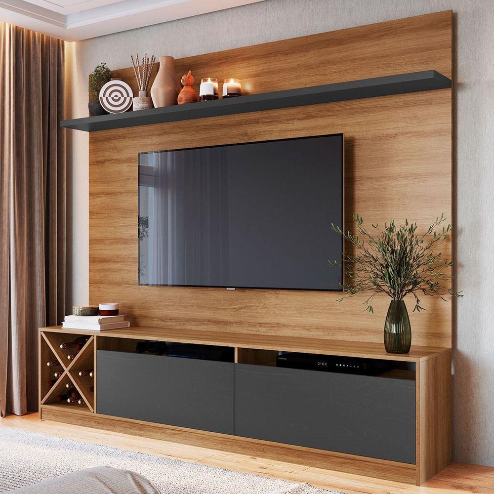 Rack Com Painel Para Tv Até 50 Polegadas 2 Portas Montana/grafite 2023 - Quditá Móveis