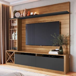 Rack Com Painel Para Tv Até 60 Polegadas 3 Portas Montana/grafite 2020 - Quiditá Móveis