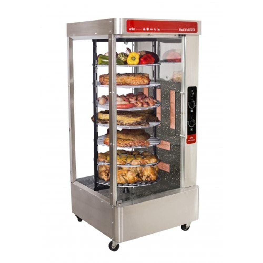 Assador Rotativo Multiuso 7 Grades 160 X 75 Cm Frango Carnes Aço Inox Multi Grill Pro - Arke