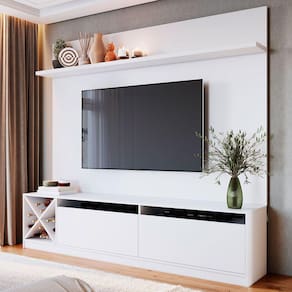 Rack Com Painel Para Tv Até 65 Polegadas 2 Portas Branco 2022 - Quiditá Móveis