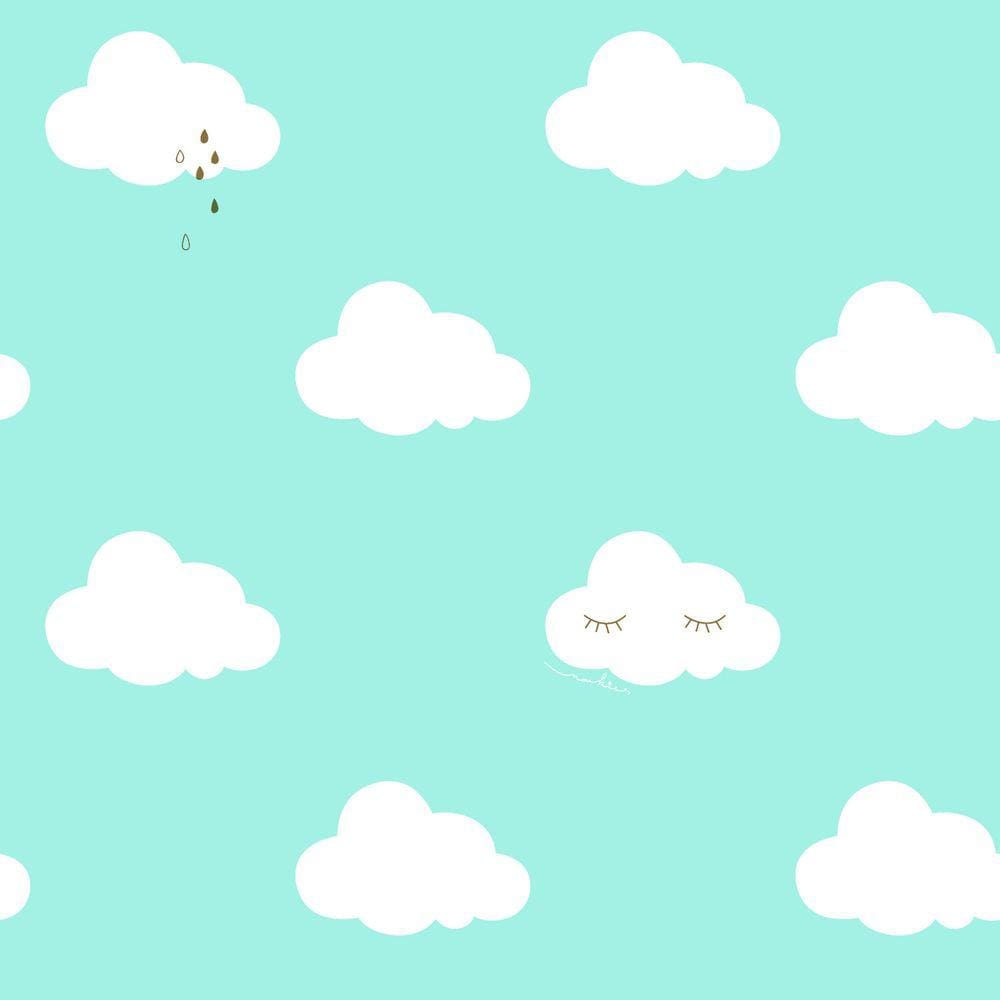 Papel de Parede Fofura Baby Nuvens Fundo Azul FF4013