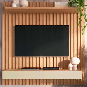 Painel Para Tv Até 65 Polegadas 2 Gavetas 1 Prateleira 100% Mdf Freijó/off White Tb181 - Pradel