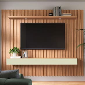 Painel Para Tv Até 65 Polegadas 2 Gavetas 1 Prateleira Com Led Freijó/off White Tb182l - Pradel