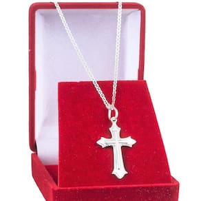Cordão De Prata Masculina 925 Corrente Piastrine 70cm Pingente Crucifixo