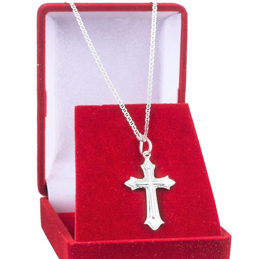 Corrente Cordão De Prata Masculina 925 Piastrine 70cm E Cruz
