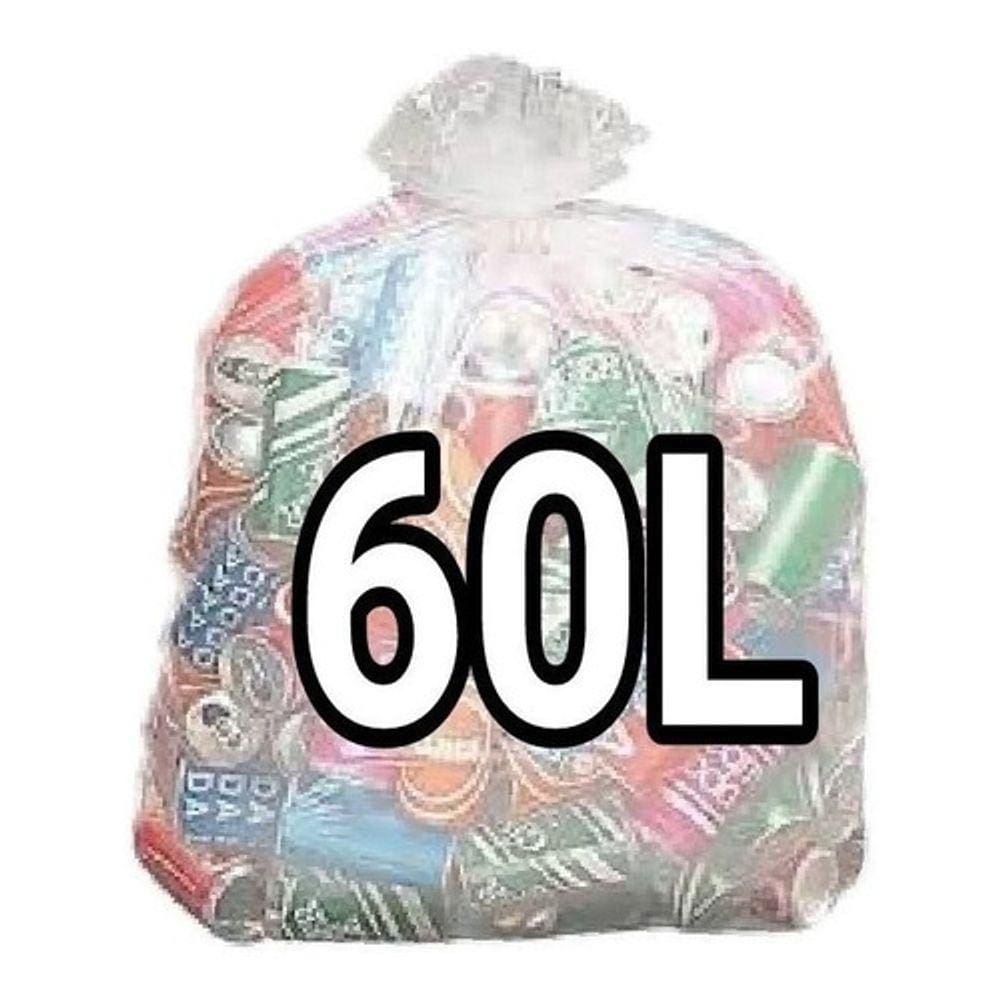 Sacos De Lixo Transparente 60L Reforçado 100Un
