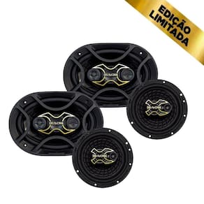 Kit Fácil Alto Falante Quadriaxial 6x9" + Triaxial 6" Linha Gold 240W RMS Bravox (4 Peças)