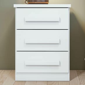 Mesa De Cabeceira Baião 3 Gavetas Branco - Móveis Lopas