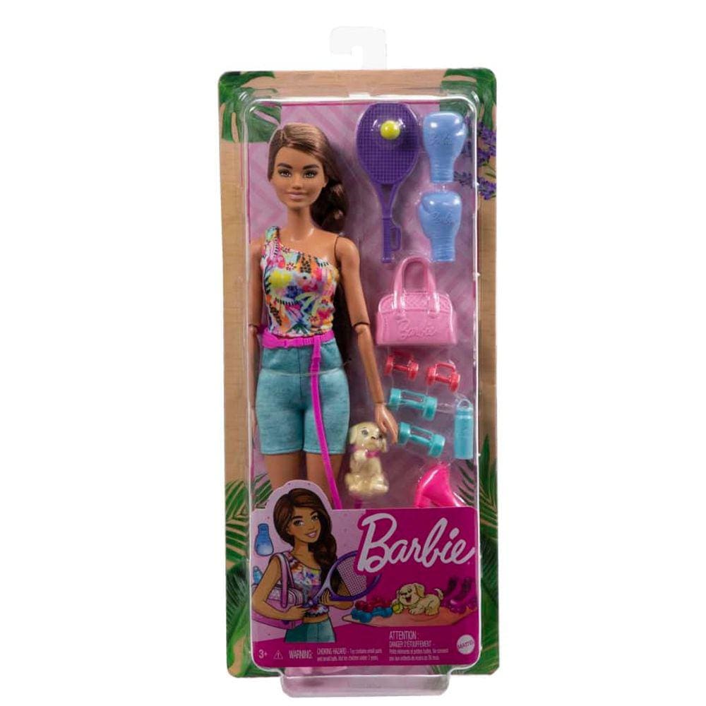 Boneca Barbie com Cachorrinho - Roupa de Treino Patins e Tenis - GKH73 MATTEL