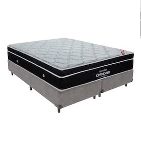 Cama Box King Cinza e Ortobom Elegant Molas Ensacadas EuroPillow