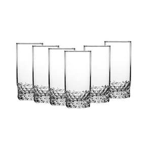 Jogo 6 Copos De Vidro 330Ml Cristal Diamond Vinho Suco Água 330ml
