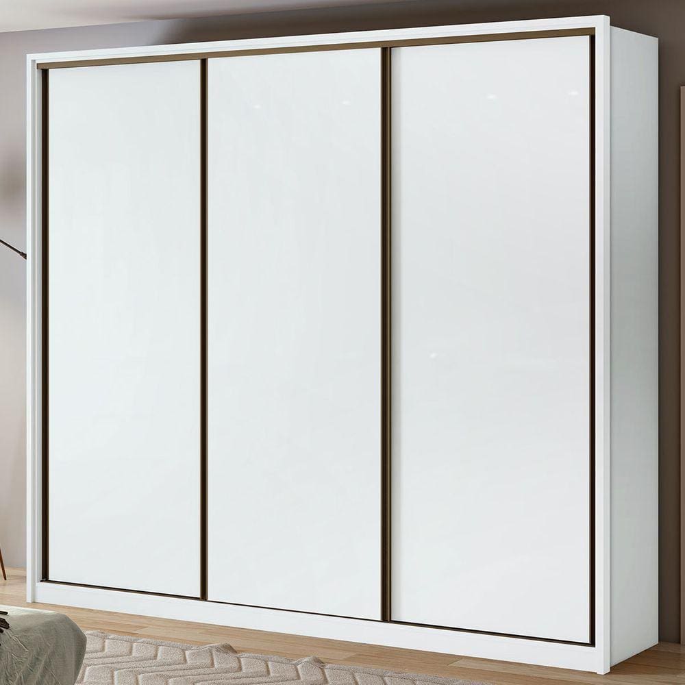Guarda-roupa Casal Spazio 3 Portas 6 Gavetas 100% Mdf Branco - Móveis Lopas
