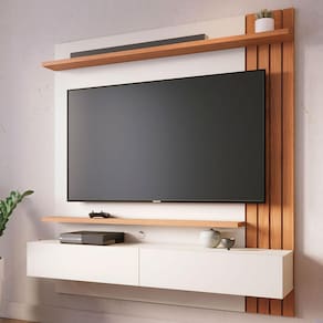 Estante Para Tv Até 65 Polegadas Juriti 2 Portas 2 Prateleiras Off White Matte/freijó - Colibri