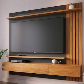 Estante Para Tv Até 70 Polegadas Juriti 3 Portas 2 Prateleiras Noce Milano/preto Fosco - Colibri