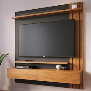 Estante Para Tv Até 65 Polegadas Juriti 2 Portas 2 Prateleiras Noce Milano/preto Fosco - Colibri