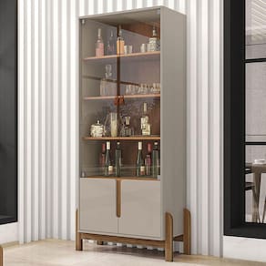 Cristaleira Lizz 2 Portas 3 Prateleiras Off White/cedro - Casa D