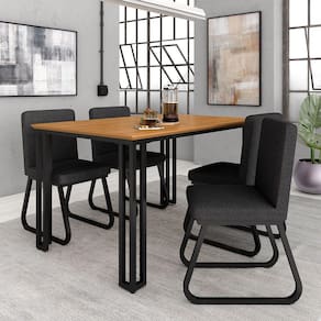 Mesa Com 4 Cadeiras Industrial 1,36 Deli Pt/cin/gft - Móveis Arapongas