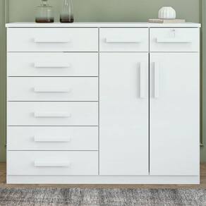 Cômoda Toronto 2 Portas 8 Gavetas Branco - Móveis Lopas