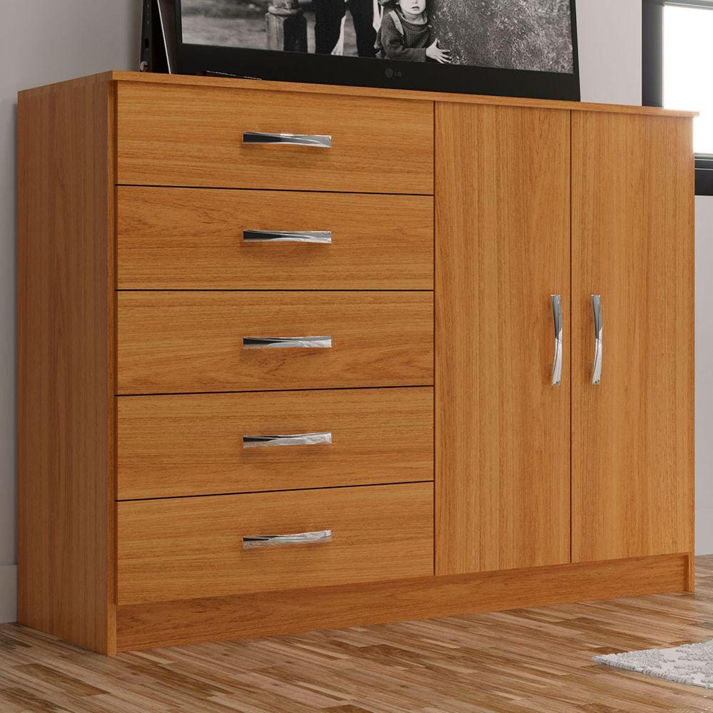 Cômoda 2 Portas 5 Gavetas Cp254 Cinnamomo - Evidencia Móveis