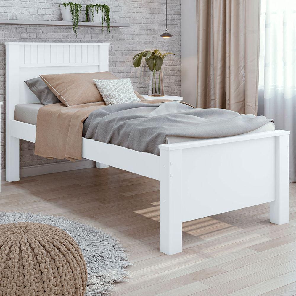 Cama Solteiro Athenas Branco - Móveis Lopas