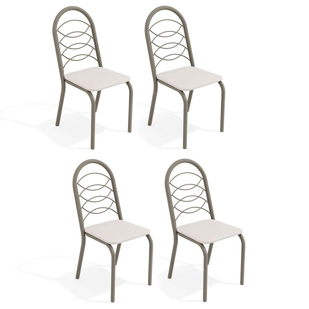 Cadeiras Kit 4 Cadeiras Holanda Nickel Branco - Kappesberg
