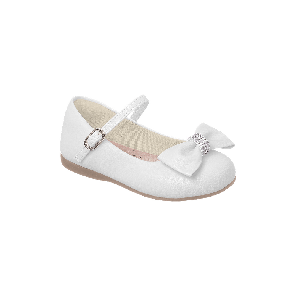 Sapatilha Infantil Ortopé Fofura Laço com Strass Branca