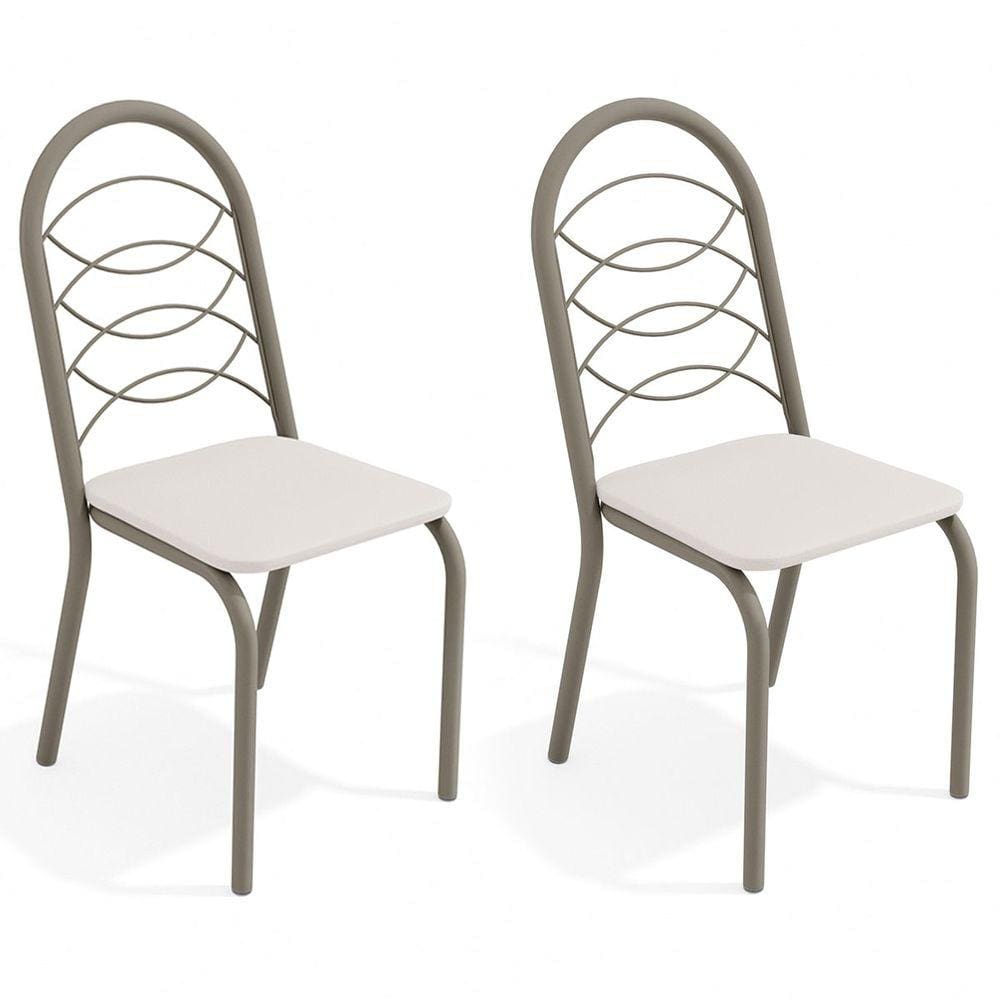 Cadeiras Kit 2 Cadeiras Holanda Nickel Branco - Kappesberg