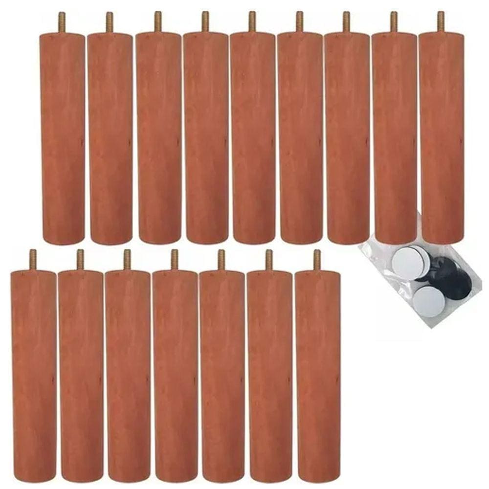 Kit 16 Pés Para Cama Box Casal Pés De Madeira 20Cm Pé Palito Dimader