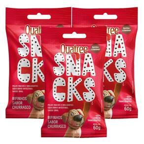 Quatree Snacks Bifinho Sabor Churrasco 60g | Kit com três unidades